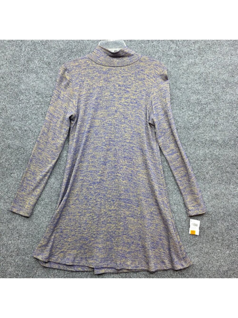 Vintage Marled Knit Swing Dress XS Purple Casual Retro Minimalist USA Layers